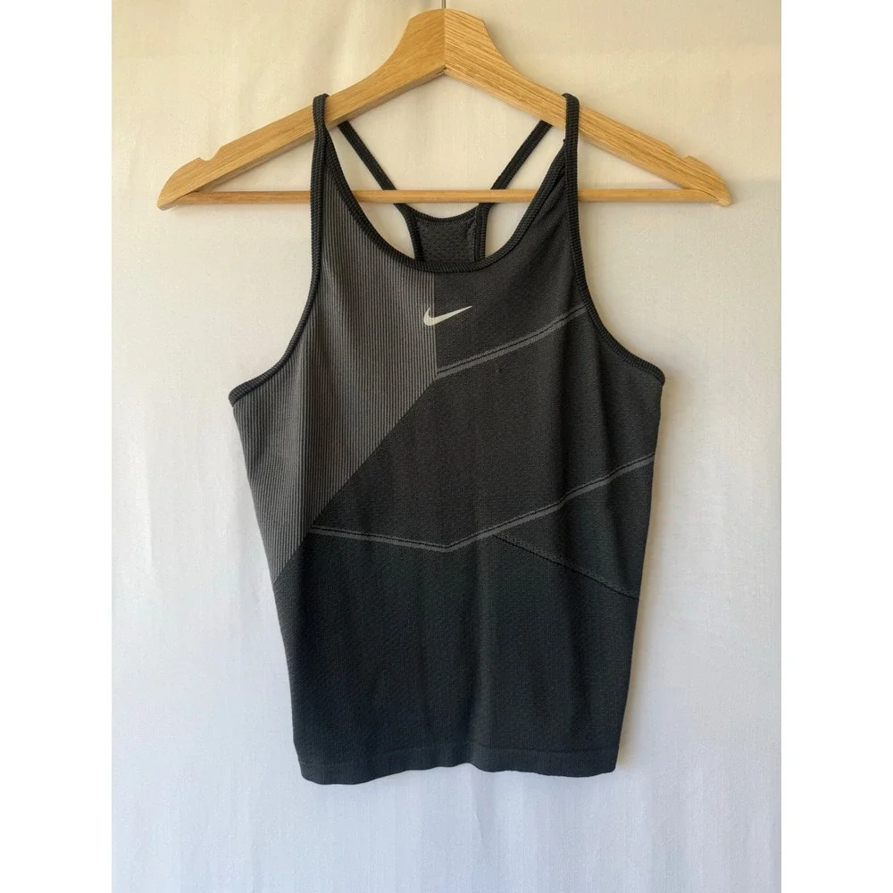 Nike Dri-FIT ADV Aura Slim Fit Tank‎ Top Black Grey Racerback Workout Shirt